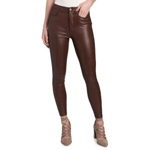 FREE PEOPLE Women's Brown Faux Leather High Rise Skinny Pants Sz‎ 26 Waist